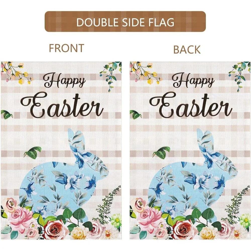 Easter Garden Flag 12x18 Double Sided - Bunny Rabbit Floral Spring Yard Decor